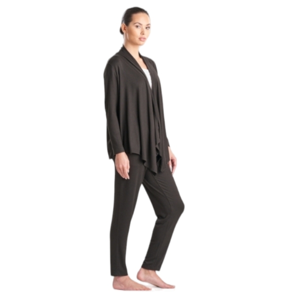 N Natori Women's Size Large Waterfall Front Cardigan in Black - Picture 2 of 8